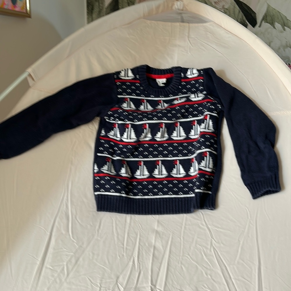 Janie and Jack Nautical Sailboat Sweater